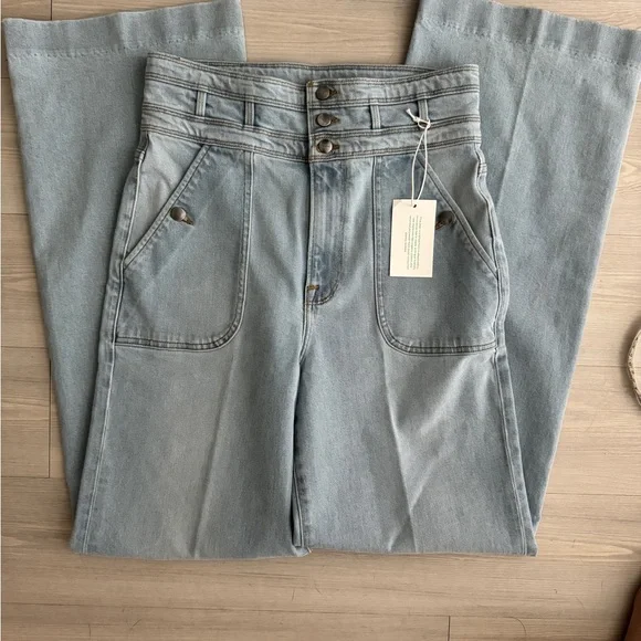 FRAME Ali Wide Leg Triple Waist Tie Jeans Size 27 wideleg, barrel, bell bottoms - Picture 8 of 15